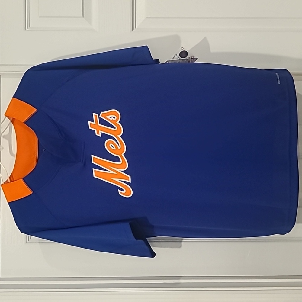 NWT Mens NY Mets Blue/Orange 2 Btn Snap Stretch Smock Warm-up Jersey Sz: XL